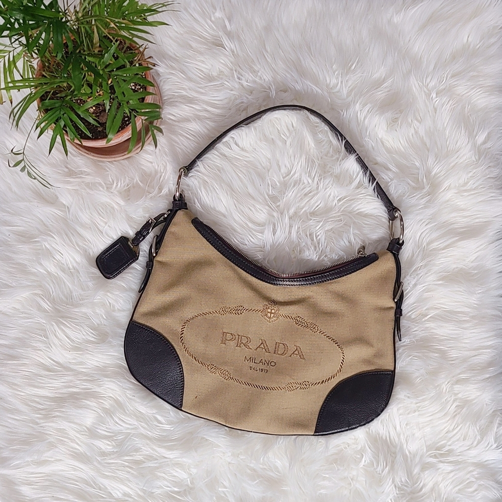 PRADA Luxurious Jacquard Logo Hobo Bag - Picture 6 of 16